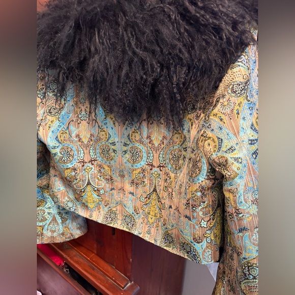 Tapestry Faux Fur Collar Jacket - Picture 3 of 13